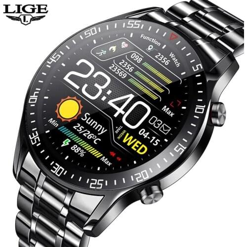LIGE New Smart Watch Men Women smartwatch Sports Fitness Tracker IPX7 Waterproof LED Full Touch Screen suitable For Android ios