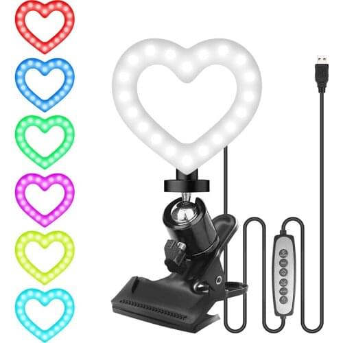 LED RGB light 6 inch Heart shape Photographic Light Lamp Holder for Video Photo Camera Makeup