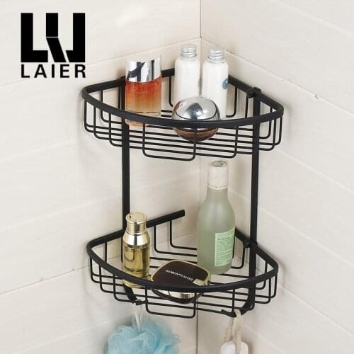 Vidric Wei black double copper Lisle European blue corner shelf bathroom shelf toilet Full Copper Triangle blue rubber paint