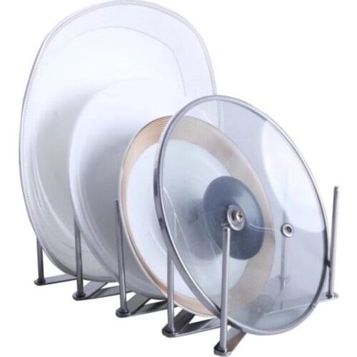 Stainless Steel Extendable Pot Lid Multipurpose Kitchenware Holder Flexible Plate Organizer Kitchen Bakeware Cutting Board Shelf