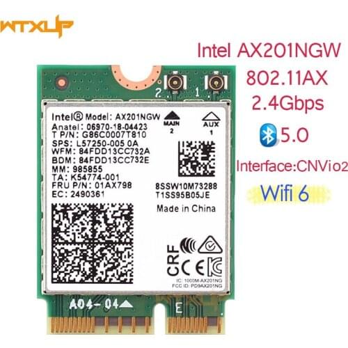 Wi-Fi 6 Intel AX201 M2 Key E CNVio 2 Wifi Card Dual Band 2974Mbps Wireless Bluetooth 5.0 2.4Ghz/5Ghz 802.11ac/ax AX201NGW