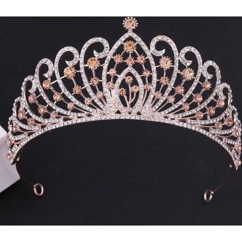 Sector Vintage Queen Princess Tiaras And Crowns Wedding Bridal Diadem Hair Ornaments For Women Blue Green Crystal Hair Jewelry