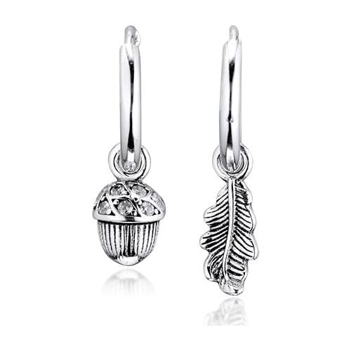 Earrings for women Acorn & Leaf Hoop Earring Pendientes Kolczyki Aretes de Mujer Brincos 925 Sterling Silver Jewelry Oorbellen