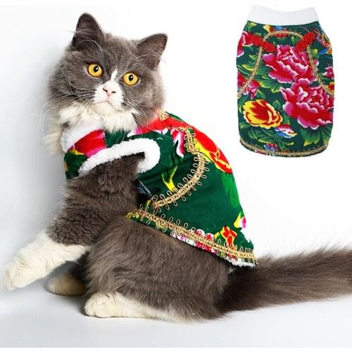 1pcs Fashion Pet Dog Cat Villus Warm Clothes Floral Printed Creative Cat Apparel Pet Jacket for Puppies Kittens