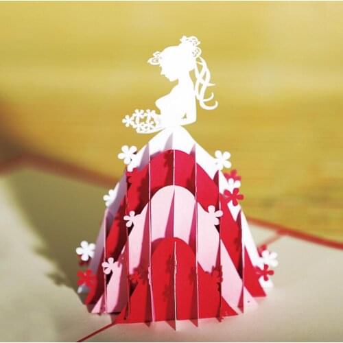 10pcs 3D Creative Princess Handmade Kirigami Origami Wedding Party Baby Shower Invitation Cards Greeding Birthday Postcard