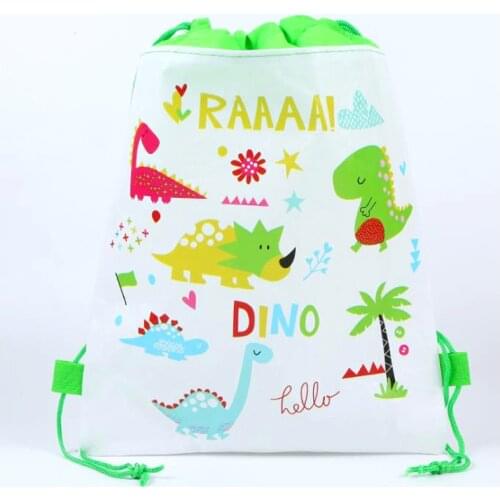 10pcs/lot Dinosaur Theme Backpack Happy Birthday Party Non-woven Fabrics Drawstring Gift Bag Baby Shower Decorate Soccer Mochila