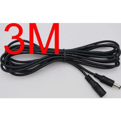 100pcs Power supply DC 5.5 x 2.1mm Female to Male Plug Cable adapter extension cord 3M 10FT for CCTV LED Monitor +Free shipping