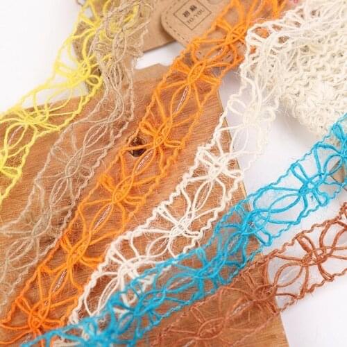 2m Natural Burlap Jute Ribbon Mixcolor Hollow Out Hemp Ribbon Braided Rope DIY Material Wedding Party Crafts Gift Warrping Decor