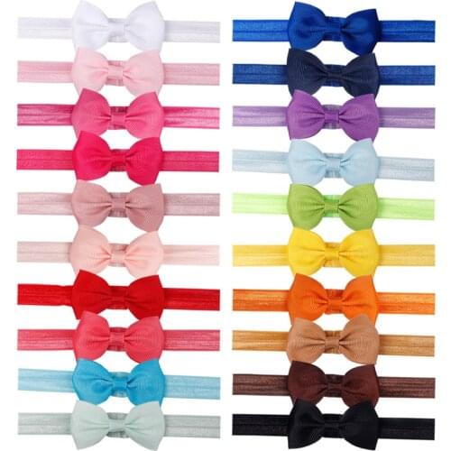 20pcs/set fashion cute Baby Kids Girls colorful Mini Bowknot Hairband Elastic baby Headband drop ship