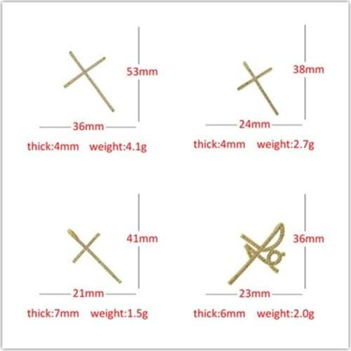 3pcs Stylis Pave White Crystal Cz Religious Dainty Big Cross Gold Charm Pendant For DIY Making Jewelry Materials Wholesale 2021