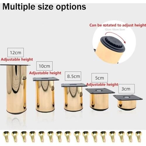 4Pcs Dia.50mm Rose Gold Furniture Feet Leg With Leveling Feet Bath Cabinet Cupboard TV Cabinet