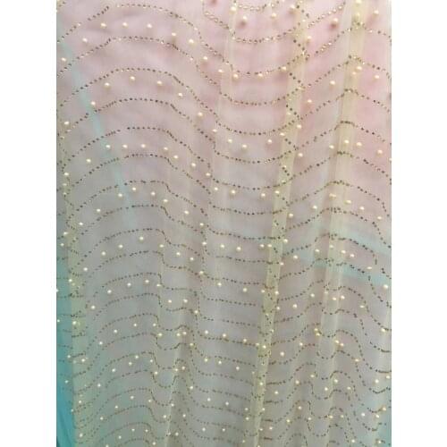 5yards zx11# 3 color pearl and rhinestone combination evening dress French cloth for bridal wedding dress/sawing