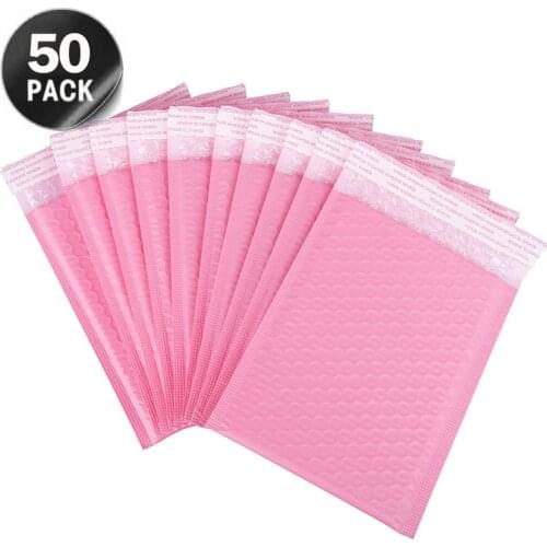 50Pcs Pink Packaging Bag For Business Bubble Mailer Bubble Mailers Padded Envelopes Shipping Envelopes Packag Bag For Business