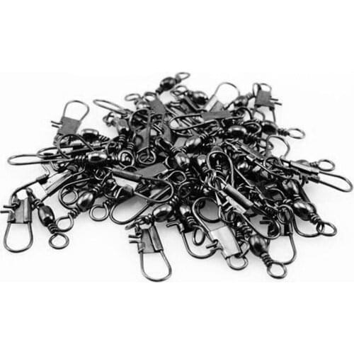 Y1UC 50pcs Stainless steel swivels interlock snap fishing lure Connector accessories