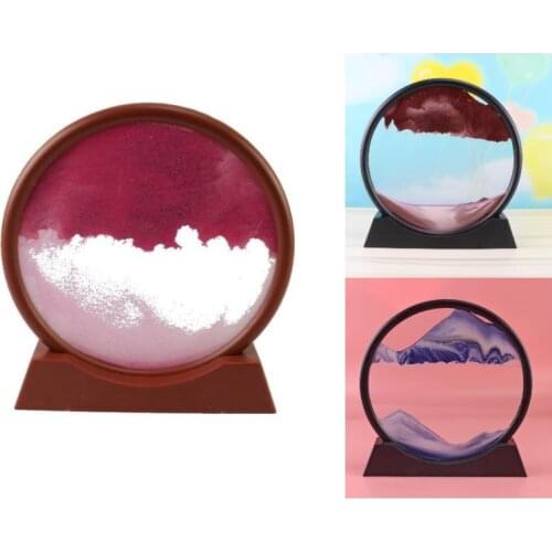 7inch Moving Sand Art Picture Round Glass 3D Deep Sea Sandscape In Motion Display Flowing Sand Frame Sand Painting