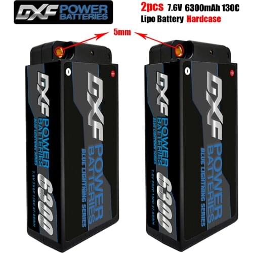 DXF Lipo Battery 2S Shorty 7.6V 6300mah 130C 260C 4mm 5mm Graphene Bullet Competition Short-Pack for RC 1/10 Buggy Off-Road Car