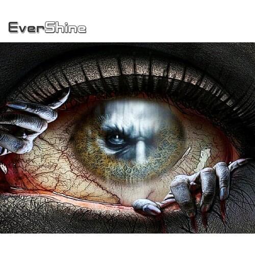 Evershine 5D Diamond Embroidery Eye Cross Stitch Kit Diamond Painting Horror Mosaic Portrait Halloween Handmade Gift