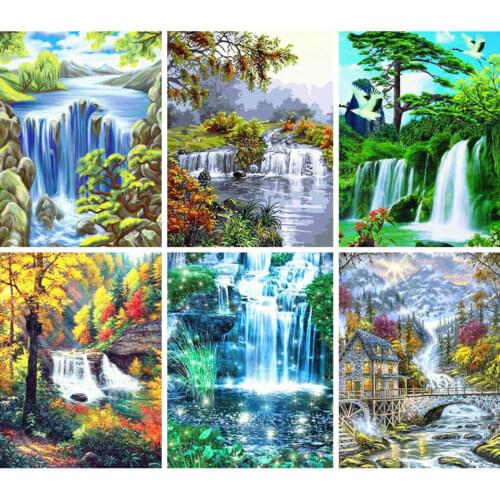 AZQSD Diamond Painting Full Square Waterfall Embroidery Sale Scenery Home Decor Gift Needlework Picture Of Rhinestones Handmade