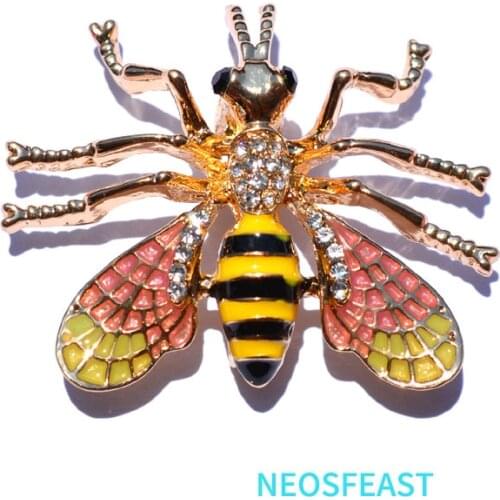 Cute Bee Rhinestone Elegant Brooch Women Insect Enameled Breast Pin Corsage Lady Wedding Gifts Dress Ornaments Fashion Jewelry