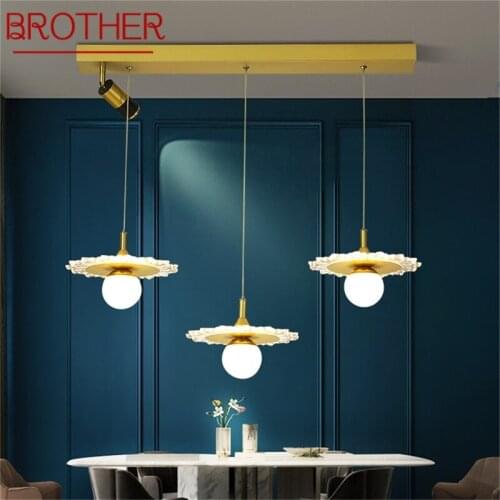 BROTHER Creative Lights Pendant Contemporary LED Gold Lamps With Spotlight Fixtures for Home Dining Room