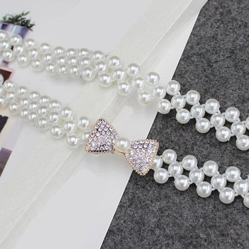 Elegant Women Pearls Waist Belts Handmade Bridal Belts Pearl Beaded Elastic Wedding Bridal Accessories