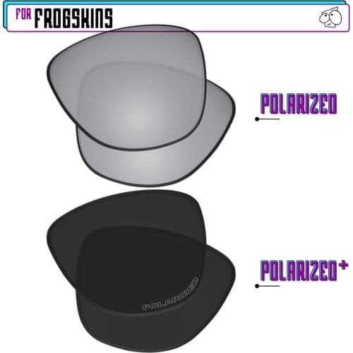 EZReplace Polarized Replacement Lenses for - Oakley Frogskins Sunglasses - BlackP Plus-Silver P