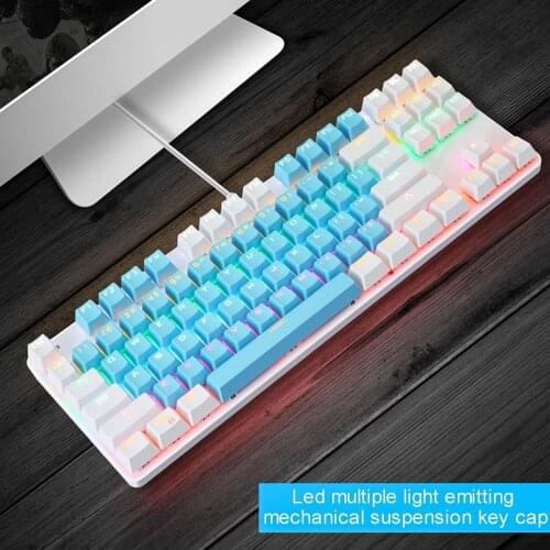 Gaming Mechanical Keyboard 87 keys Game Anti-ghosting Blue Switch Color Backlit Wired Keyboard For pro Gamer Laptop PC