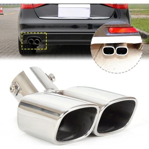 Stainless Steel Curved Exhaust Tailpipe divides into 2 square Pipe Rear Muffler End Trim Fit for Nissan Versa Honda Focus Kia