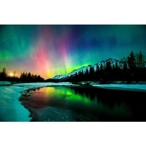 JMINE Div 5D northern lights Mountain river Full Diamond Painting cross stitch kits art Scenic 3D paint by diamonds