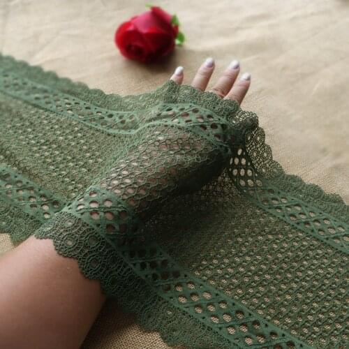22cm wide army green exquisite hollow embroidery stretch hollow lace skirt hem cuff clothing