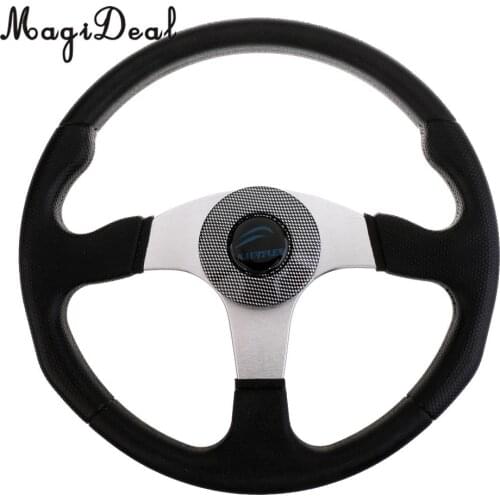 MagiDeal Heavy Duty 34cm Aluminum Alloy Marine Boat Steering Wheel 3 Spoke 3/4' Shaft for Dinghy Vessels Yacht Pontoon Boat Acce