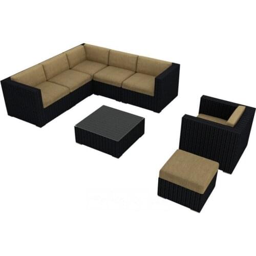Living Rattan Furniture 8 Piece Modern Outdoor Wicker Sofa Sectional Set