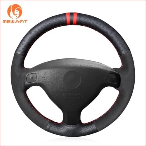 MEWANT Black Genuine Leather Suede Car Steering Wheel Cover for Buick Sail Opel Astra G H 1998-2007 Opel Zafira A 1999-2005