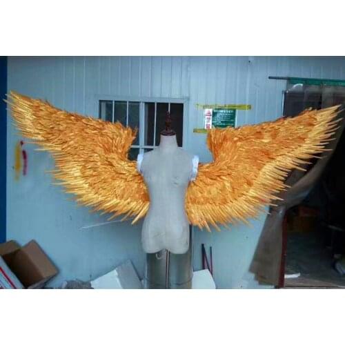 Fashion 2018 Gold large adult angel wing catwalk underwear show prop Angel Feather wing cosplay costume party prop