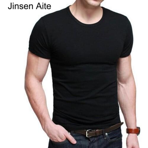 Jinsen Aite 2018 New Fashion O-Neck Summer Cotton Mens T Shirt Large Size Casual Short Sleeve Solid Men Shirt Tees &Tops JS153