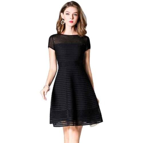 2020 new European and American dress short-sleeved high-quality womens summer dress A-line beading dress