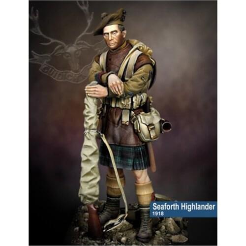 New Unassembled 1/24 75mm Seaforth Highlander 1918 75mm Resin Kit DIY Toys Unpainted resin model
