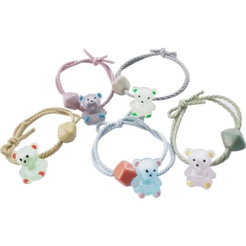 Summer New bear Acrylic Hair Ties Sweet Small Fresh Elastics Rope Ins Accessories Lovely Girl Rubber Hairbands 2021