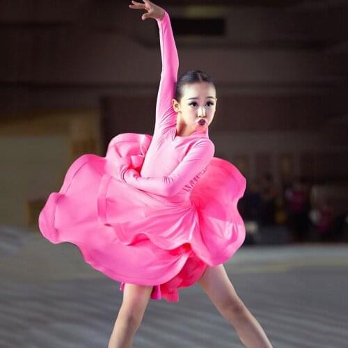 Latin Dance Practice Clothes Girls' Performance Clothes Professional Latin Dance Competition Dress Long Sleeved Skirts DQS7025