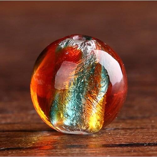 Wholesale 10pcs/lot 12mm Lampwork Glass Beads DIY Round Murano Loose Beads With Silver Color Foil Multi Color for jewelry making