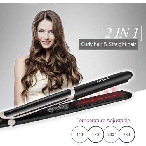 Professional Hair Straightener Hair Crimper LED Display Negative Ion Hair Curler 2 In 1 Flat Irons Ceramic Styling Tools 45G