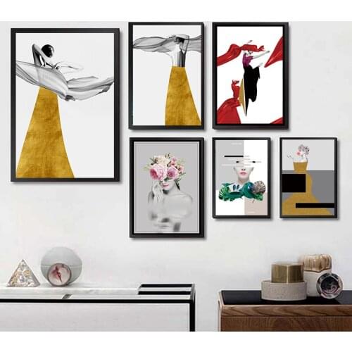 Simple Nordic style Girl Watercolor Abstract Painting Art Print Poster Picture Decoration Modern Home Decoration