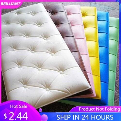 Self-adhesive 3D Three-dimensional Wall Stickers Thicken Tatami Anti-collision Wall Mat Childrens Bedroom Bed Soft Cushion 4MM