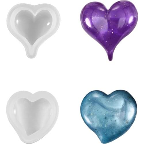 3D Heart Shape Silicone Molds 2 Style Clear Cake Chocolate Candy Biscuit Epoxy Resin Mold For DIY Jewelry Making Accessories