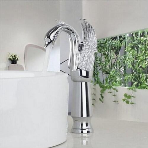 New fashion total brass Tall hawk design single lever hot and cold chrome Bathroom Sink Faucets Mixers &Taps