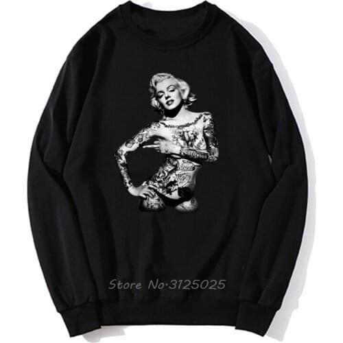 Rockabilly Tattoo Herren Hoodie for Biker Mit Sexy Pin Girl Marilyn Monroe Men Autumn Winter Pullover Sweatshirt Streetwear