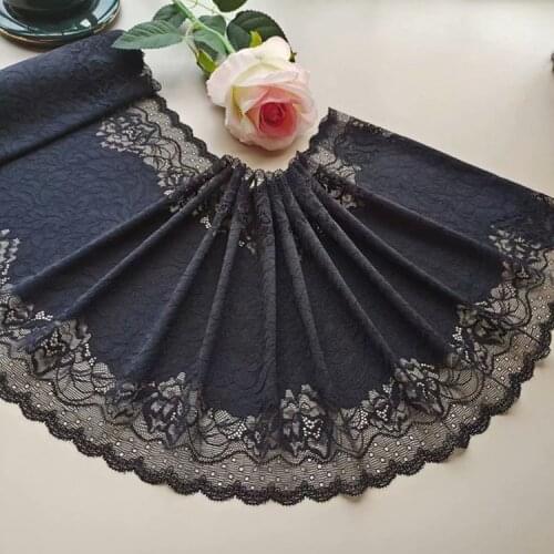 22cm Wide 1meter/lot Good Quality Thicken Polyester Black-Purple Embroidered Lace Trimmings X987