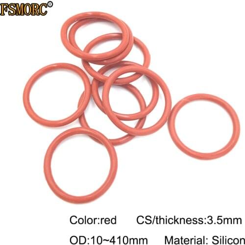 OD10mm~410mm*3.5mm Thickness red silicon o-rings no poison Food Grade Seals gasket Heat Resistance O Ring Seals Gaskets