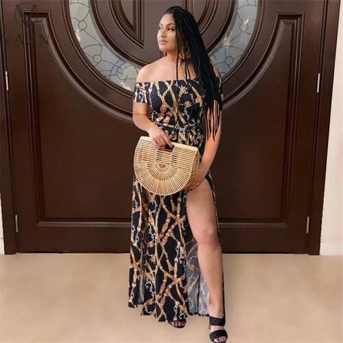 VAZN 2021 New Arrival Slash Neck Retro Holiday Chiffon Long Dress Short Sleeve Women A-Line Maxi Dress