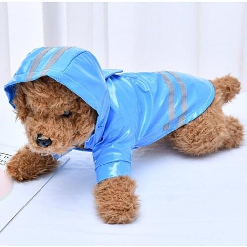 Waterproof Pet Dog Raincoat Puppy Rain Coat with Hood Reflective Waterproof Dog Clothes Grey Reflective Raincoa for Pet S/M/L/XL